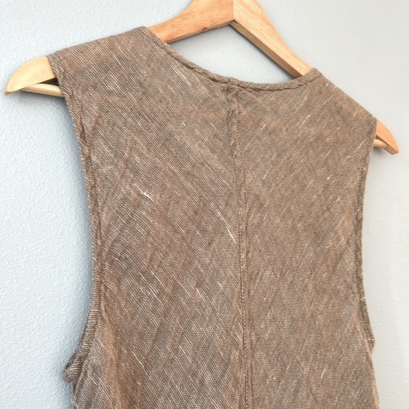 Flax • Natural Tan Linen Sleeveless Tank Tunic Top Mini Dress Size Medium - Picture 12 of 16